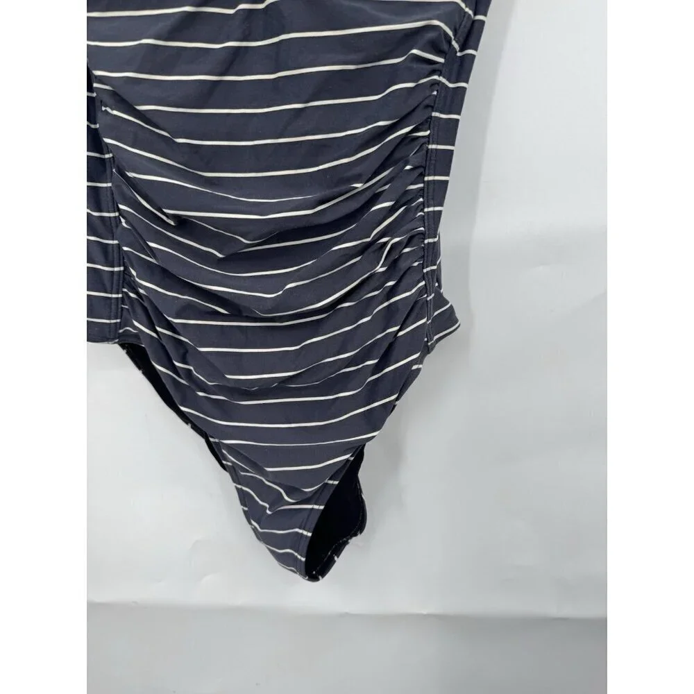 Bond Eye Australia One Piece Striped Swimsuit Women‎ 6 Grey Beach Resortwear